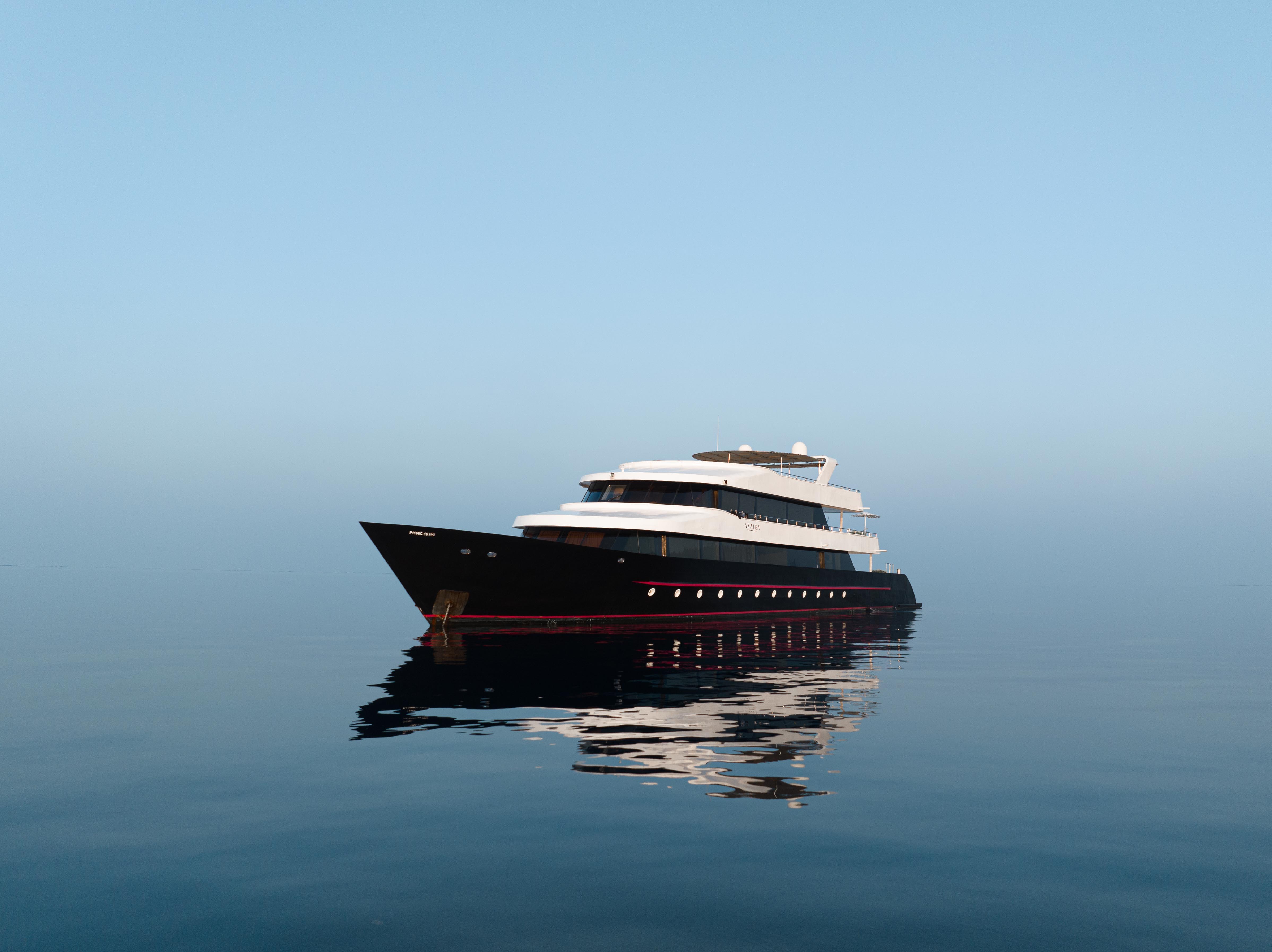 Azalea yacht anchored in open Maldives water