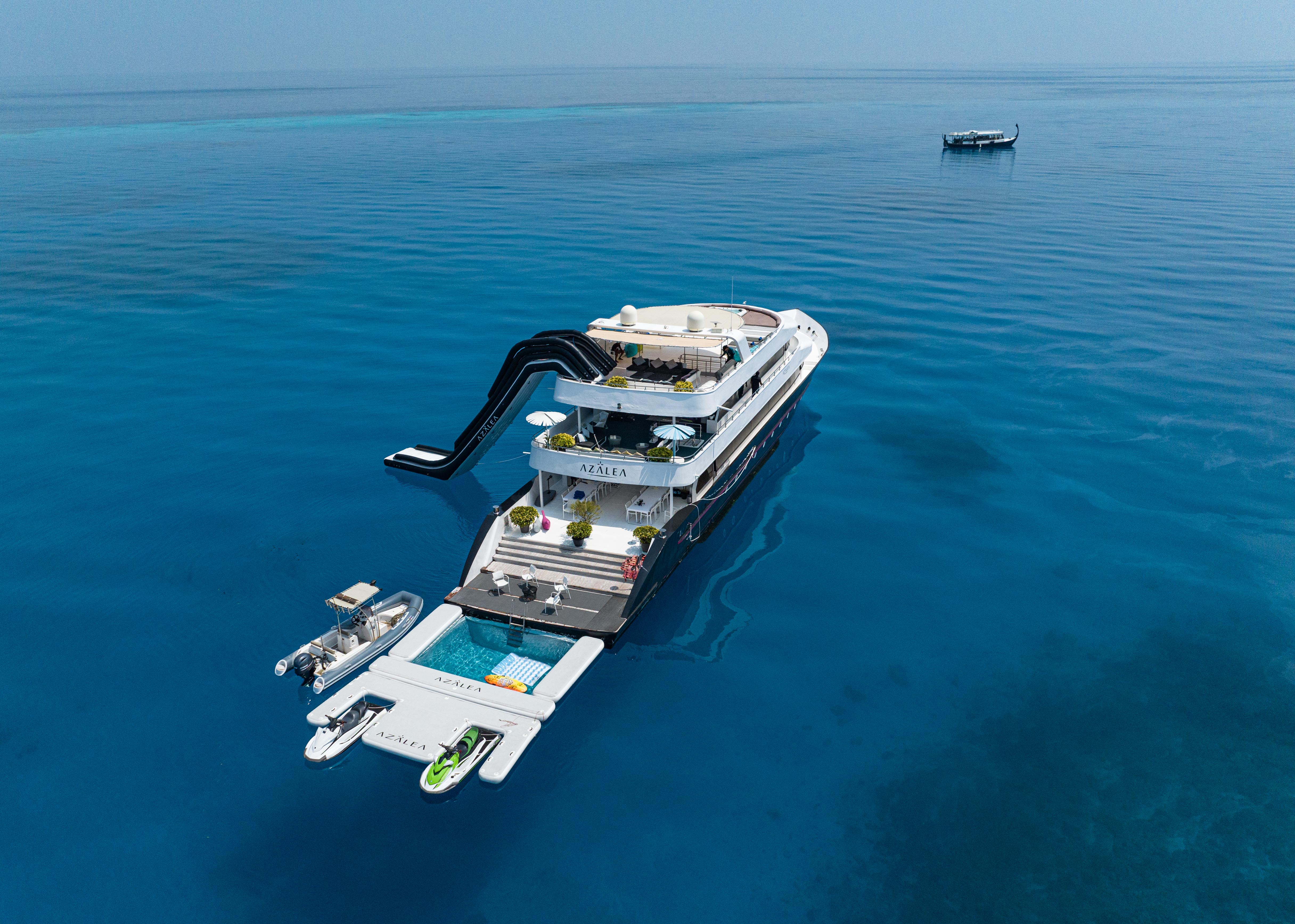 Azalea yacht near a Maldives dive site
